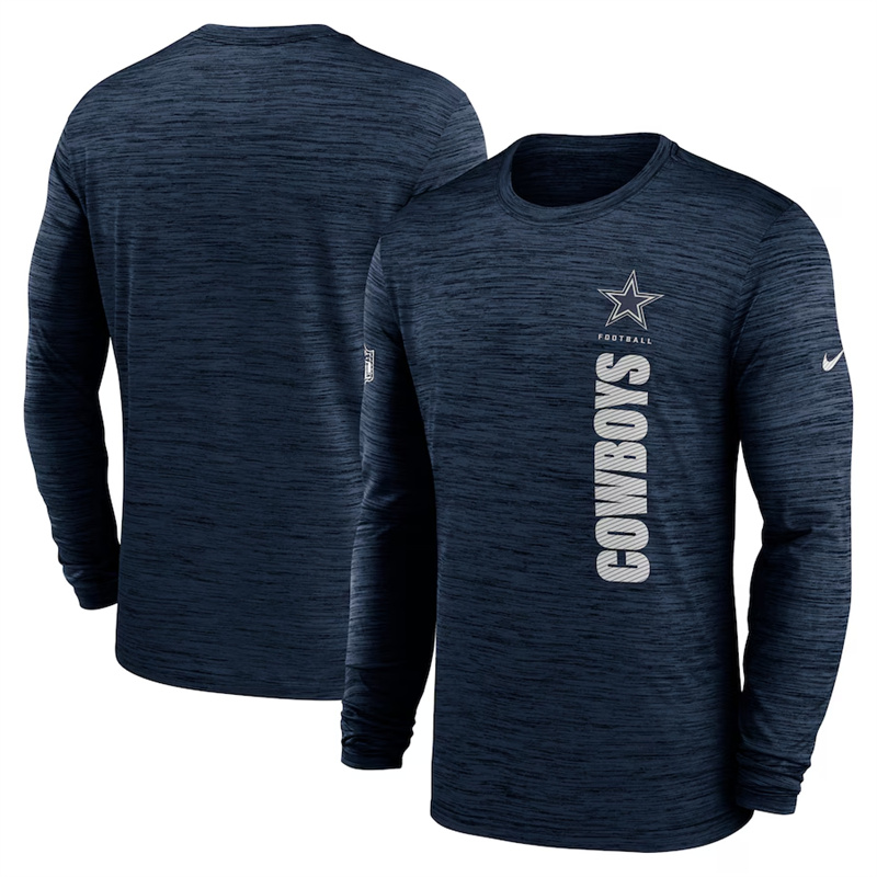 Men's Dallas Cowboys Navy 2024 Sideline Team Velocity Performance Long Sleeve T-Shirt